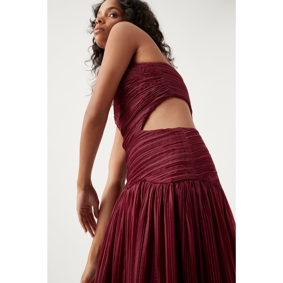 NEW Aje Laurier Wave Maxi Dress Burgundy 2 US - Picture 11 of 17